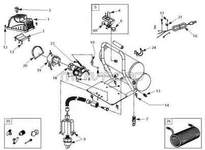 Section 1 Diagram and Parts List for FP209500RB  Campbell Hausfeld Compressor